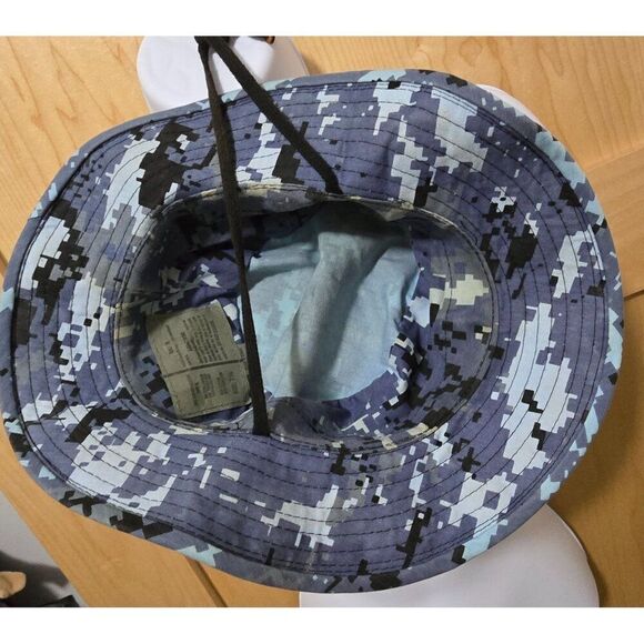 Navy Digital Camouflage Boonie Hat Size 7 1/4 Cotton/Polyester Blend - Picture 2 of 3